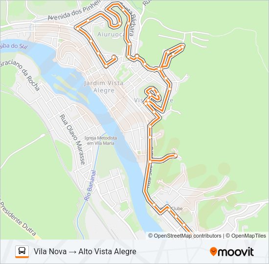 Mapa da linha TR016-01 de ônibus