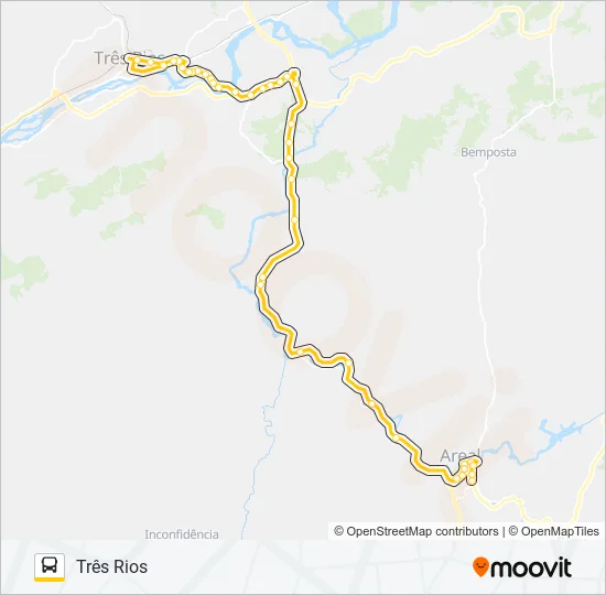 TRÊS RIOS - AREAL Bus Line Map