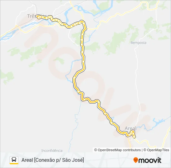 TRÊS RIOS - AREAL Bus Line Map