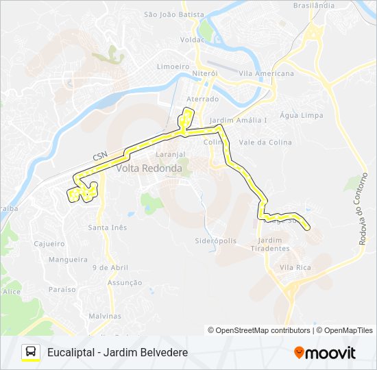 Mapa da linha 120 de ônibus