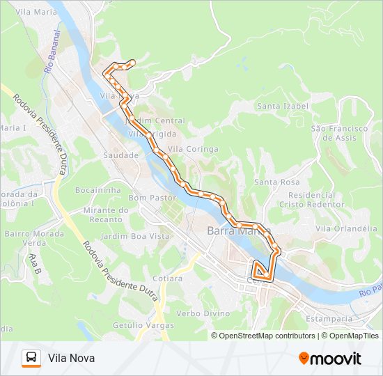 Mapa da linha TR017-01 de ônibus