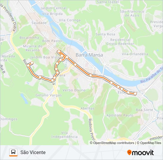 Mapa da linha TR063-01 de ônibus