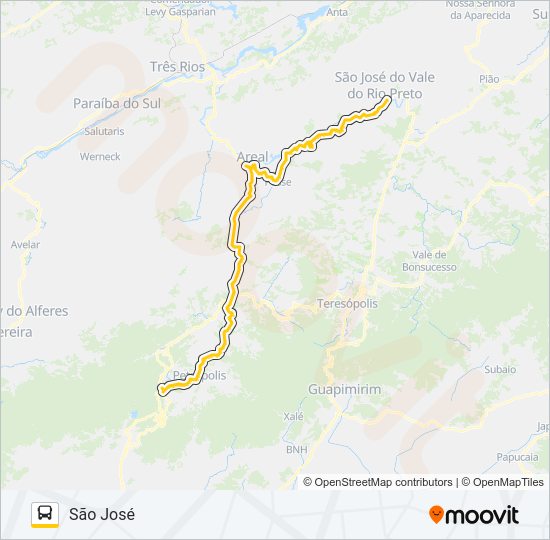 Mapa da linha S124 de ônibus