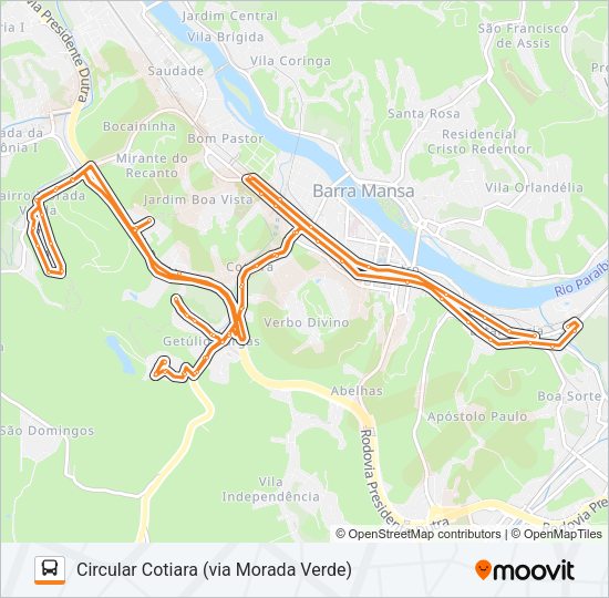 Mapa da linha TR064-01 de ônibus