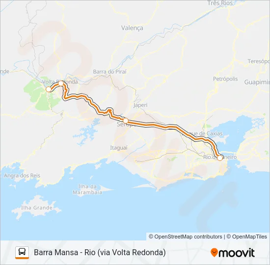 BARRA MANSA - RIO (VIA VOLTA REDONDA) Bus Line Map
