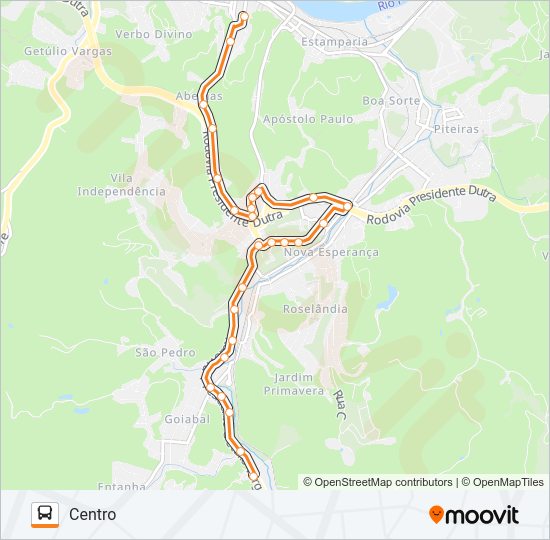 Mapa da linha CL070-C de ônibus