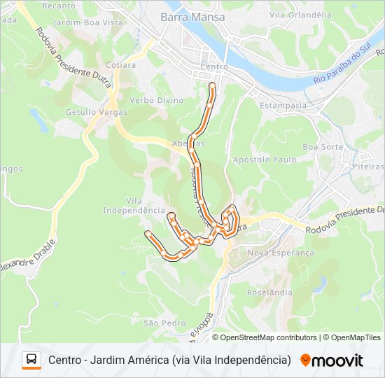 Mapa da linha CL073-R de ônibus