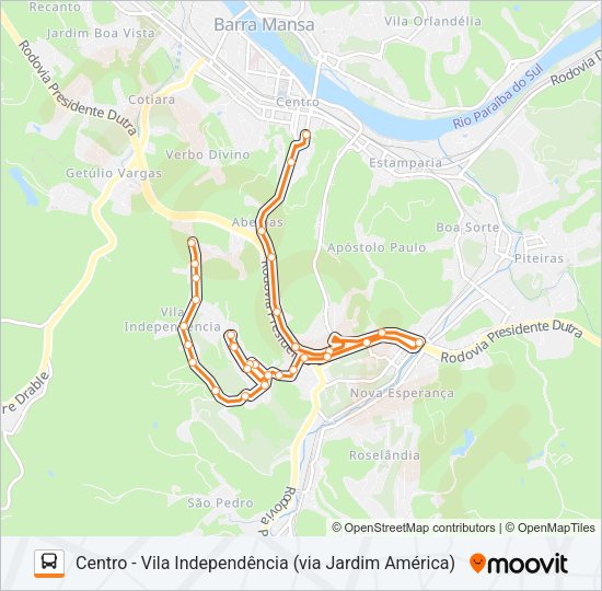 Mapa da linha CL075-R de ônibus