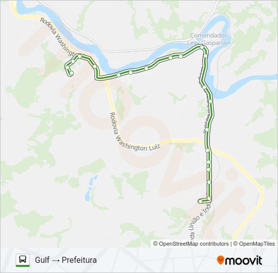 Mapa da linha PREFEITURA - GULF de ônibus