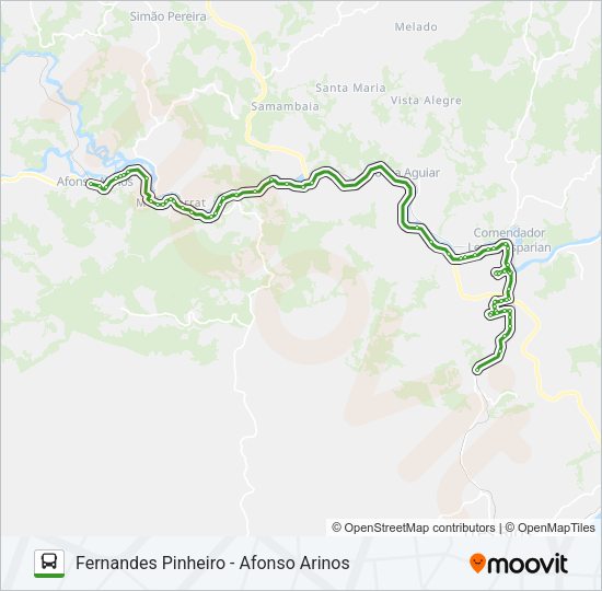 Mapa da linha FERNANDES PINHEIRO - AFONSO ARINOS de ônibus