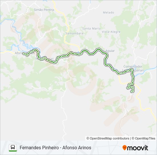 Mapa da linha FERNANDES PINHEIRO - AFONSO ARINOS de ônibus