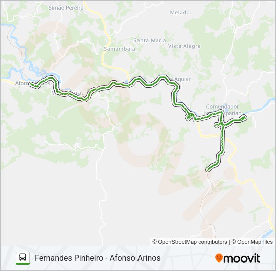 Mapa da linha FERNANDES PINHEIRO - AFONSO ARINOS de ônibus