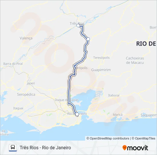 TRÊS RIOS - RIO DE JANEIRO Bus Line Map