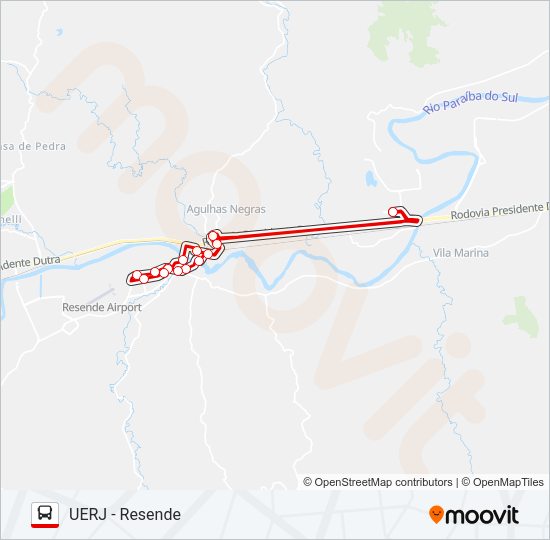 Mapa da linha 1 de ônibus