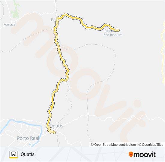Mapa da linha RIBEIRÃO DE SÃO JOAQUIM - QUATIS de ônibus