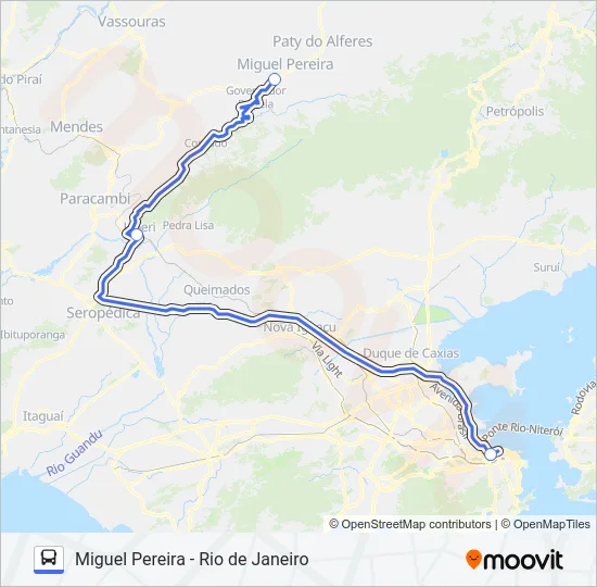 MIGUEL PEREIRA - RIO DE JANEIRO Bus Line Map