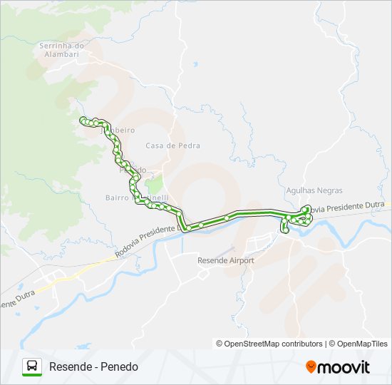 Mapa da linha P530 de ônibus