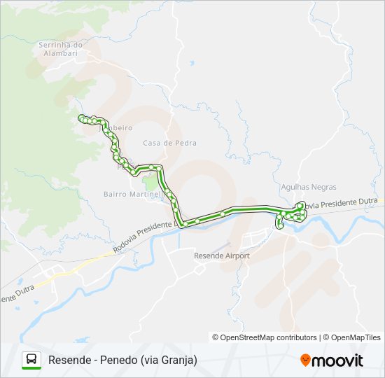 Mapa da linha P530 de ônibus