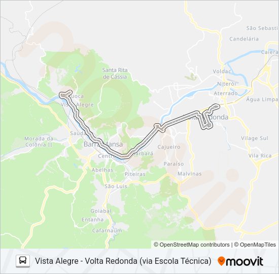 Mapa da linha P502 de ônibus