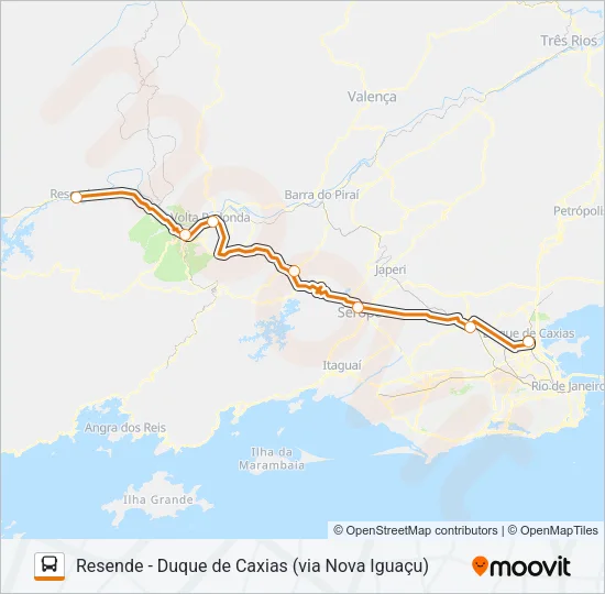 RESENDE - DUQUE DE CAXIAS (VIA NOVA IGUAÇU) Bus Line Map