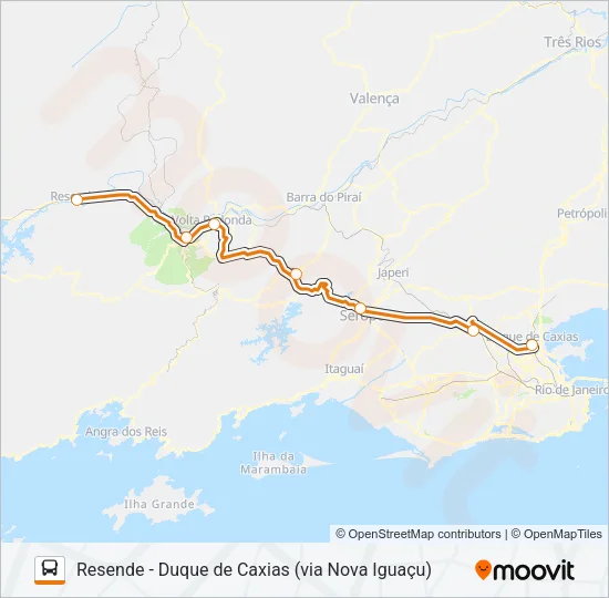 RESENDE - DUQUE DE CAXIAS (VIA NOVA IGUAÇU) Bus Line Map
