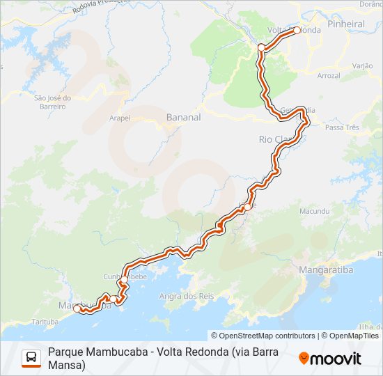 Mapa da linha MAMBUCABA - VOLTA REDONDA de ônibus