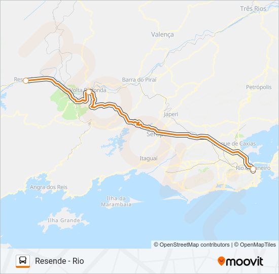 Mapa da linha RESENDE - RIO de ônibus