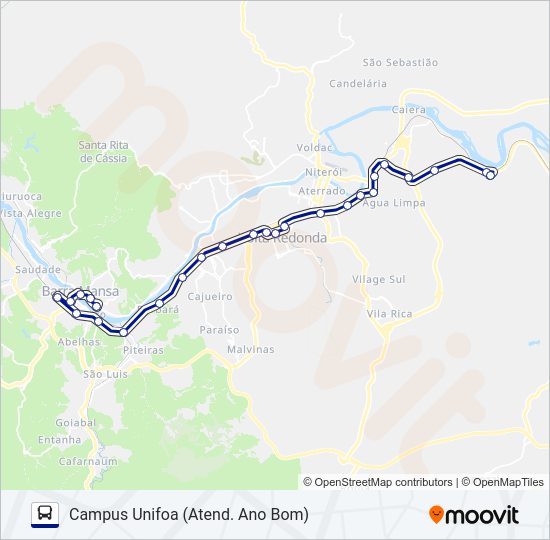 Mapa da linha TRANSPORTE SOCIAL (SELETIVO) de ônibus