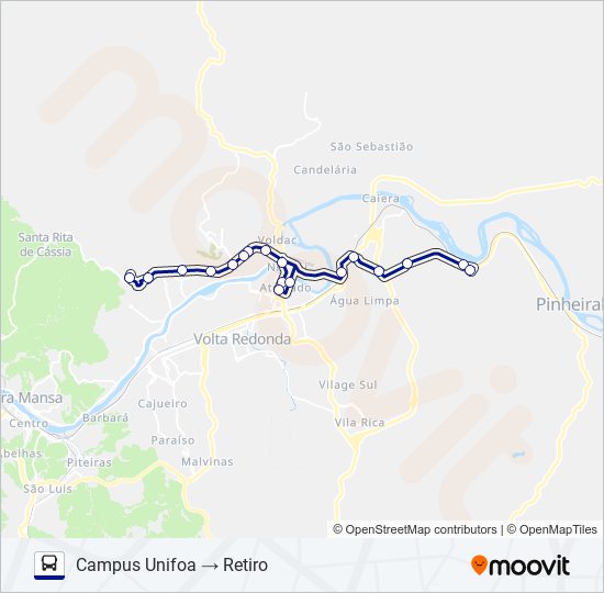 Mapa da linha TRANSPORTE SOCIAL (SELETIVO) de ônibus