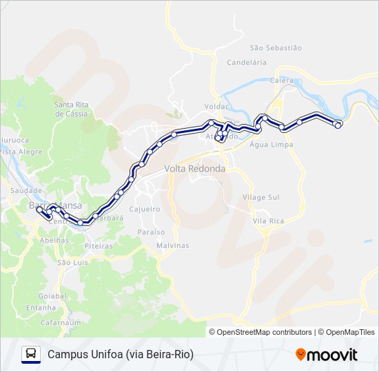 Mapa da linha TRANSPORTE SOCIAL (SELETIVO) de ônibus