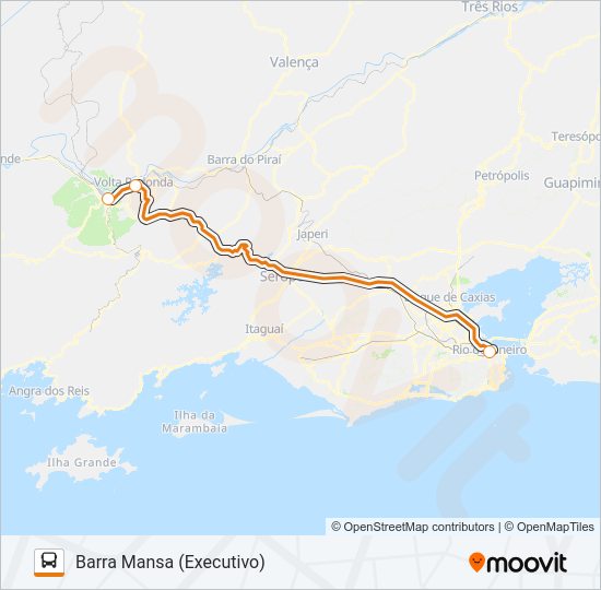 Mapa da linha BARRA MANSA - RIO (EXECUTIVO) de ônibus