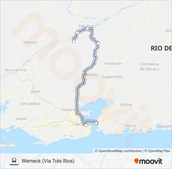 WERNECK - NITERÓI (VIA TRÊS RIOS) Bus Line Map