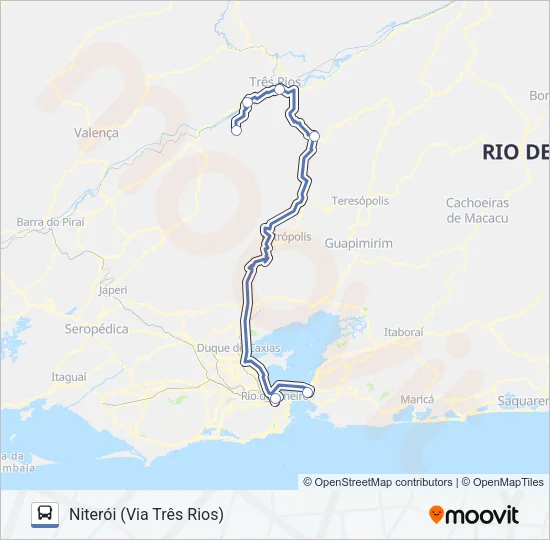 WERNECK - NITERÓI (VIA TRÊS RIOS) Bus Line Map