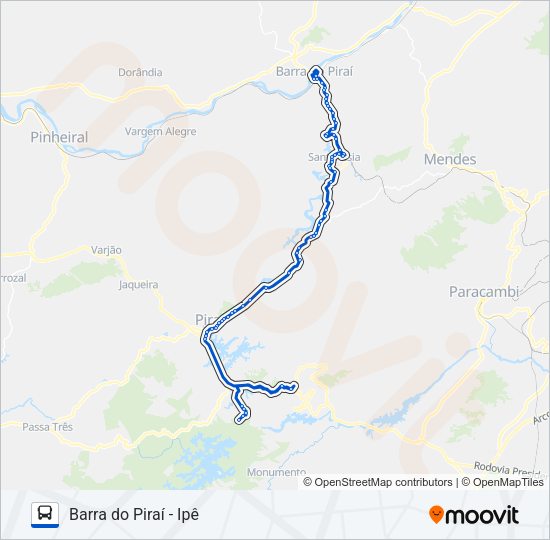 Mapa da linha P450 de ônibus