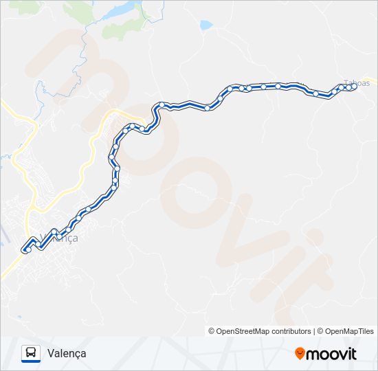 Mapa da linha P452 de ônibus