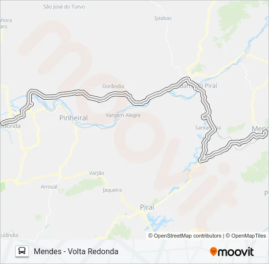 MENDES - VOLTA REDONDA Bus Line Map