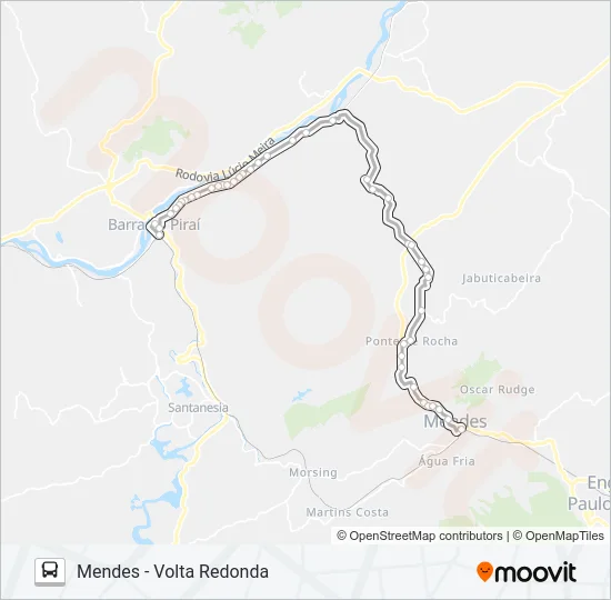 MENDES - VOLTA REDONDA Bus Line Map