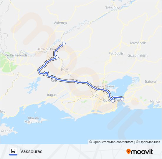 Mapa da linha VASSOURAS - NITERÓI de ônibus