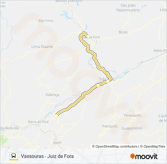 VASSOURAS - JUIZ DE FORA Bus Line Map