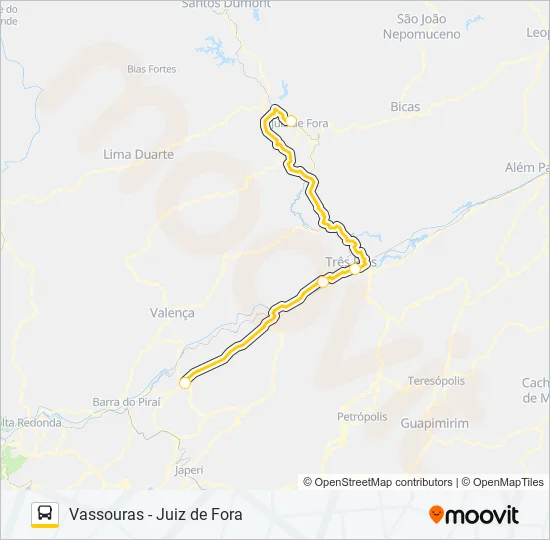 VASSOURAS - JUIZ DE FORA Bus Line Map