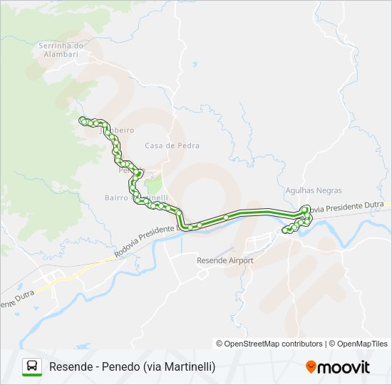 Mapa da linha P531 de ônibus