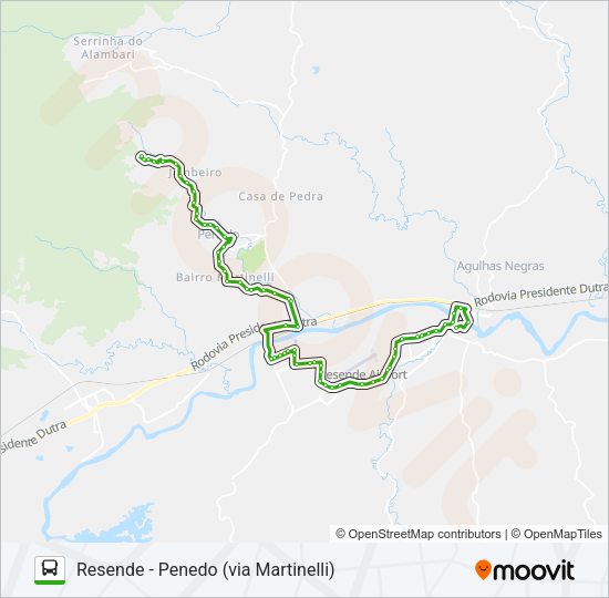Mapa da linha P531 de ônibus