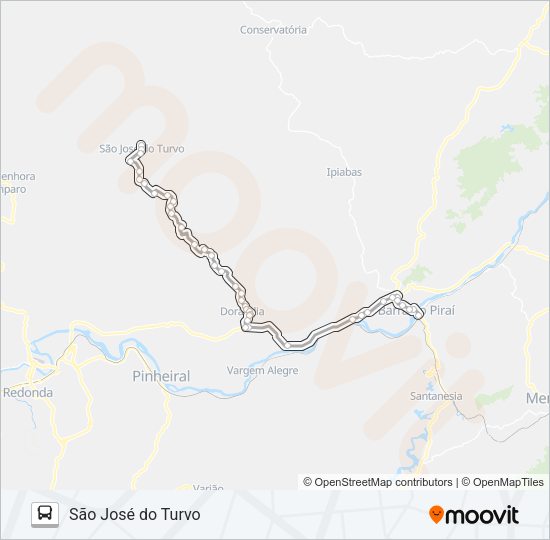 Mapa da linha R02 de ônibus