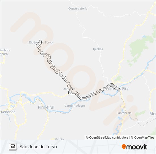 Mapa da linha R02 de ônibus