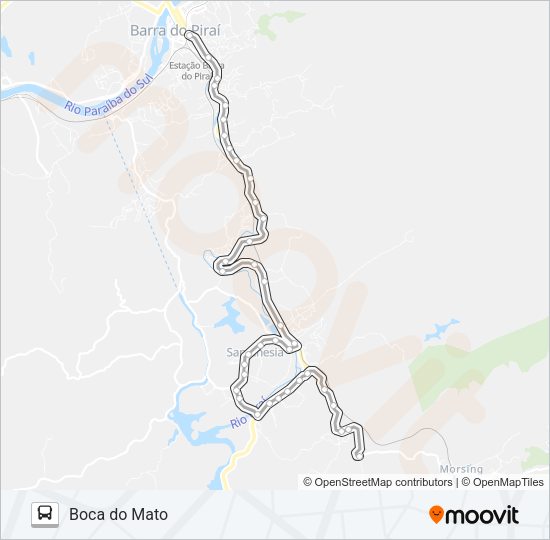 Mapa da linha N0014 de ônibus