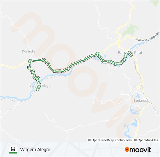 Mapa da linha R09 de ônibus
