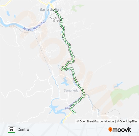 Mapa da linha N0010G de ônibus