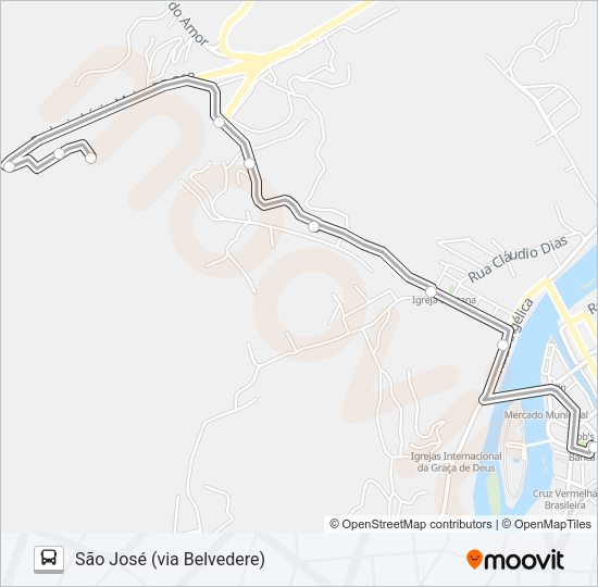 Mapa da linha N003 de ônibus