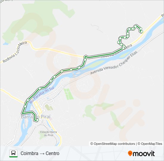 Mapa da linha N007 de ônibus