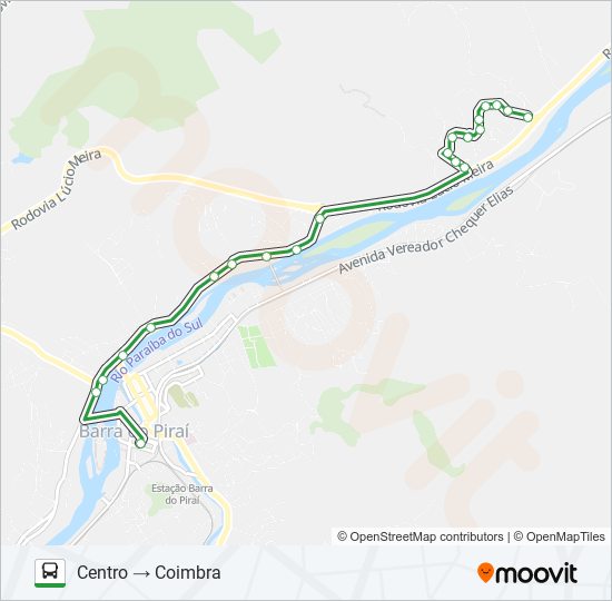 Mapa da linha N007 de ônibus